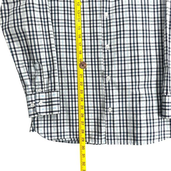 FAIRLINE White Blue Plaid Long‎ Sleeve Collared Button Up Slim Fit Shirt M - Picture 7 of 7